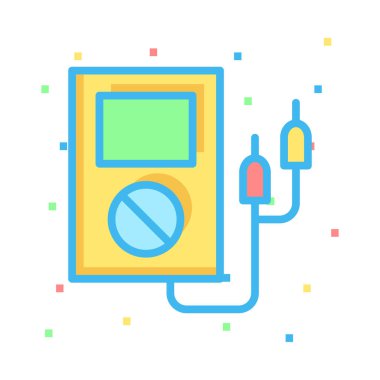 Renkli noktalar beyaz zemin üzerine sarı gerilim ölçer