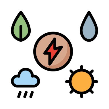 Beyaz arka plan üzerinde izole enerji sembolleri