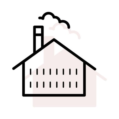 Bej gölge beyaz zemin üzerine izole baca ile ev