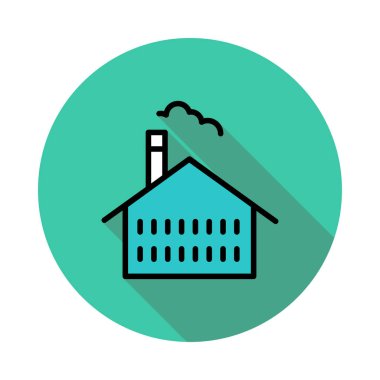 Daire beyaz zemin üzerine mavi ev