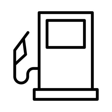 Beyaz arka plan üzerinde izole siyah anahat benzin istasyonu