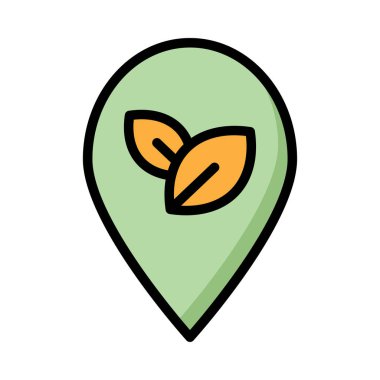 Yeşil konumu harita işareti beyaz arka plan üzerinde izole yaprakları ile