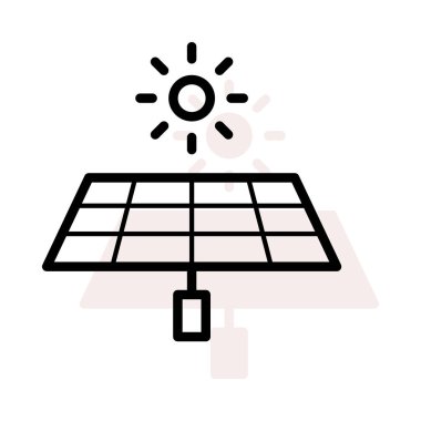 Büyük güneş pili ile bej gölge beyaz zemin üzerine izole günlük güneşlik