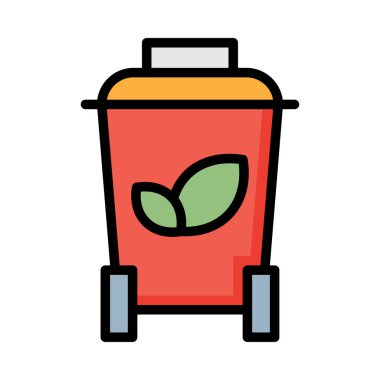 Kırmızı beyaz arka plan üzerinde izole bin geri dönüşüm eko