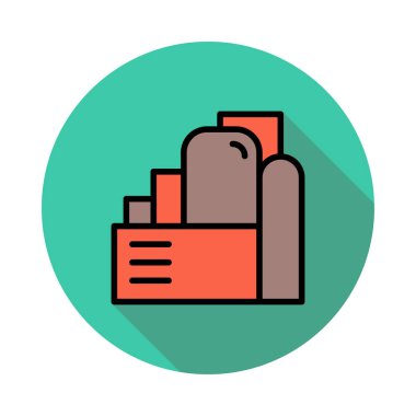 Daire beyaz arka plan üzerinde renkli fabrika