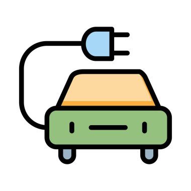 Beyaz arka plan üzerinde izole fiş ile yeşil elektrikli otomobil