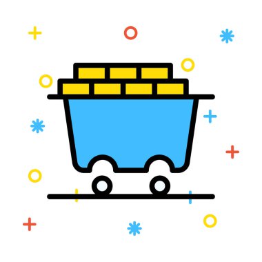 Renkli semboller beyaz zemin üzerine sarı tuğla ile mavi taşıma