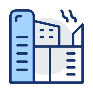 Beyaz arka plan üzerinde izole gri ve mavi renklerde fabrika