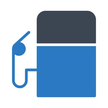 Beyaz arka plan üzerinde izole mavi ve gri renklerde benzin istasyonu 