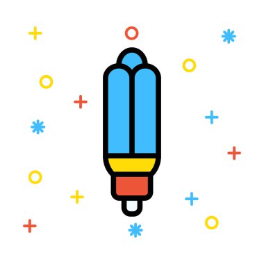 Enerji tasarruflu ampul renkli semboller ile beyaz arka plan üzerinde üçlü