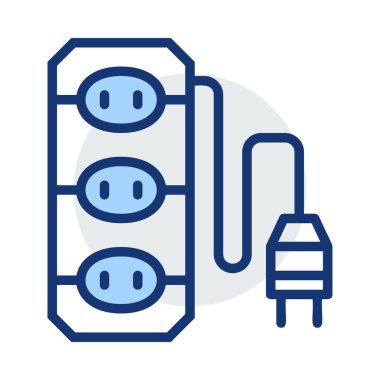 Adaptörü fiş beyaz arka plan üzerinde izole mavi ve gri renkler ile