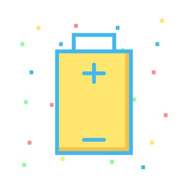 Renkli noktalar beyaz zemin üzerine sarı pil 