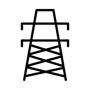 Siyah anahat büyük güç istasyonu beyaz arka plan üzerinde izole