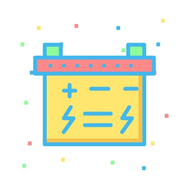 Renkli noktalar ile beyaz arka plan üzerinde geniş sarı akümülatör 