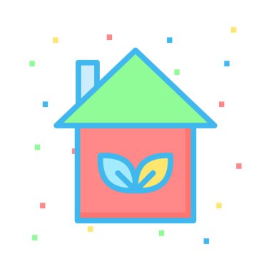 Renkli noktalar beyaz zemin üzerine parlak Eko ev