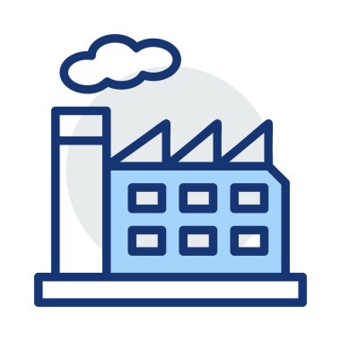 Beyaz arka plan üzerinde izole gri ve mavi renklerde yasaktır baca ile fabrika