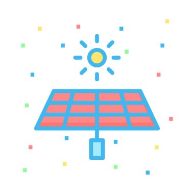 Güneş renkli noktalar beyaz zemin üzerine kırmızı güneş pili 