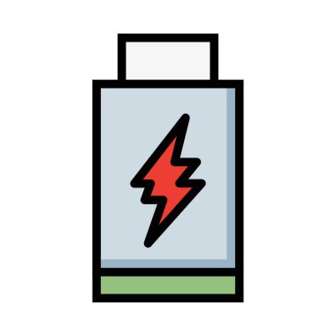 Beyaz arka plan üzerinde izole kırmızı flash ile gri pil