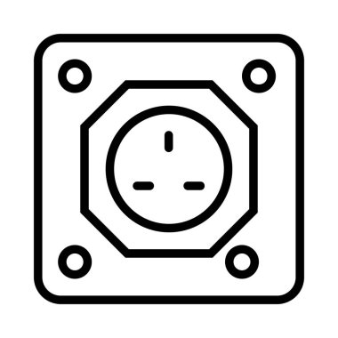 Beyaz arka plan üzerinde izole siyah anahat dikdörtgen soket