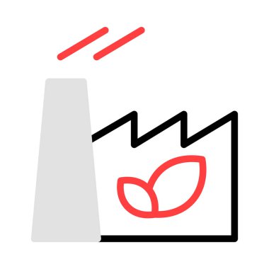 Eko Fabrika beyaz arka plan üzerinde izole kırmızı, gri ve siyah renklerde