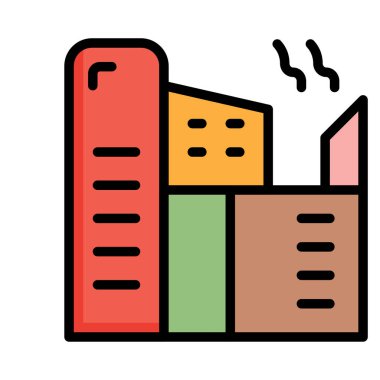 Beyaz arka plan üzerinde izole renkli çizgi film fabrika