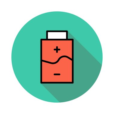 Daire beyaz zemin üzerine kırmızı akümülatör