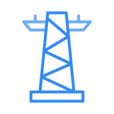 Beyaz arka plan üzerinde izole mavi anahat güç hattı