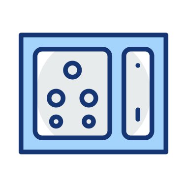 Beyaz arka plan üzerinde izole mavi ve gri renklerde özel soket