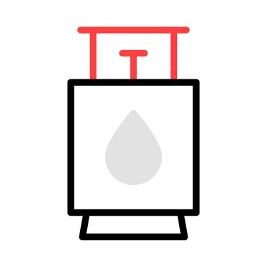 Beyaz arka plan üzerinde izole gri, kırmızı ve siyah renklerde benzin pompası