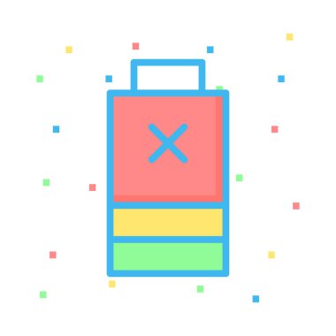 Renkli noktalar beyaz zemin üzerine kırmızı ile batarya 