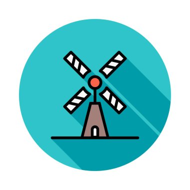 Yel değirmeni daire beyaz arka plan üzerinde çalışma