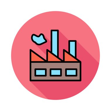 Daire beyaz arka plan üzerinde renkli fabrika