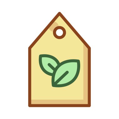 Beyaz arka plan üzerinde izole yeşil yaprakları ile etiket