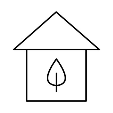 Beyaz arka plan üzerinde izole yaprak ile ince çizgi Eko ev