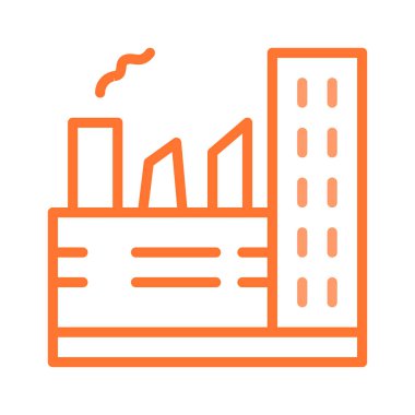 Beyaz arka plan üzerinde izole anahat turuncu fabrika