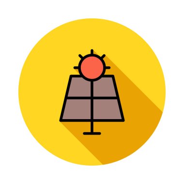 Beyaz arka planda daireye güneşte ile kahverengi hücre