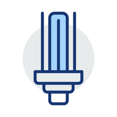 Modern enerji tasarruflu ampul beyaz arka plan üzerinde izole mavi ve gri renklerde