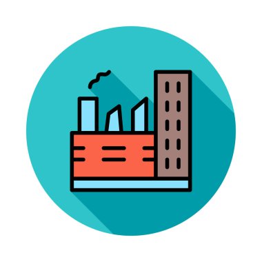 Daire beyaz arka plan üzerinde renkli fabrika