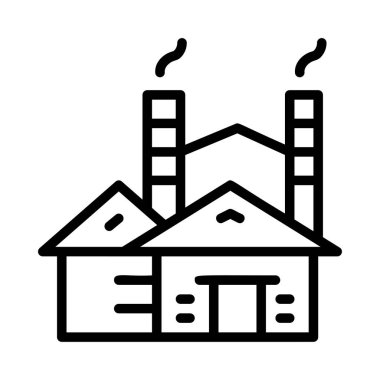 Beyaz arka plan üzerinde izole siyah anahat fabrika