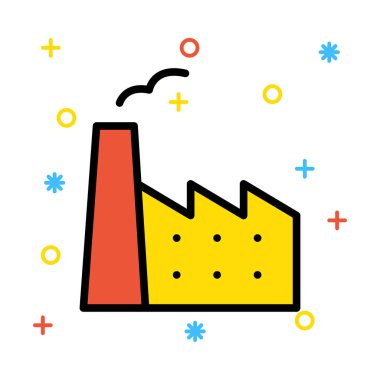 Renkli semboller beyaz zemin üzerine kırmızı ve sarı sigara fabrikası