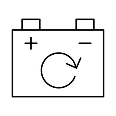 İnce çizgi beyaz arka plan üzerinde izole pil geri dönüşümü