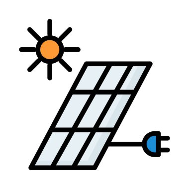 Büyük güneş pili güneş ve beyaz arka plan üzerinde izole fiş ile