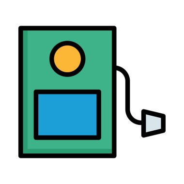 Beyaz arka plan üzerinde izole yeşil, mavi ve sarı benzin pompası