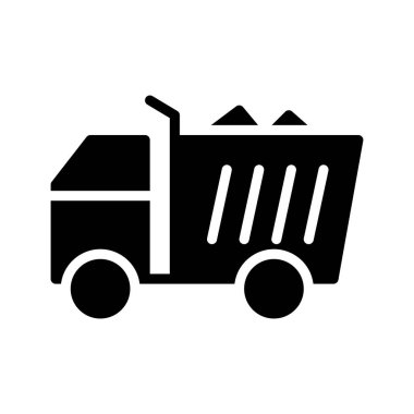 Beyaz arka plan üzerinde izole taşlar ile siyah glif kamyon 