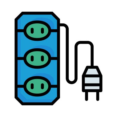 Beyaz arka plan üzerinde izole fiş ile yeşil ve mavi uzatma kablosu