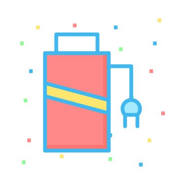 Fişli renkli noktalar beyaz zemin üzerine kırmızı pil 