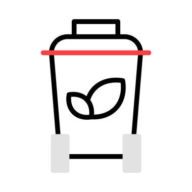 Beyaz arka plan üzerinde izole kırmızı, gri ve siyah renklerde geri dönüşüm kutusu