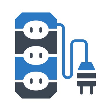 Beyaz arka plan üzerinde izole mavi ve gri uzatma kablosu