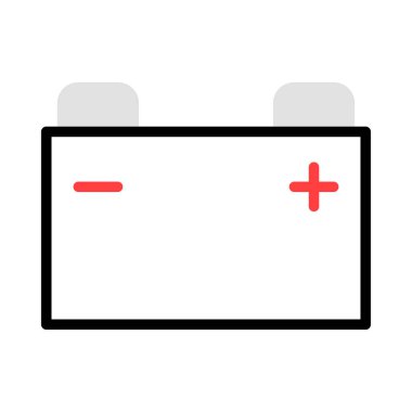 Beyaz arka plan üzerinde izole gri, kırmızı ve siyah renklerde akümülatör