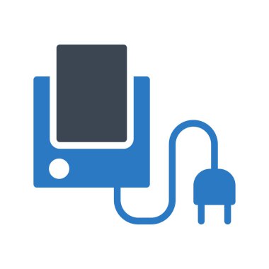 Dijital aygıt ile satır ve beyaz arka plan üzerinde izole mavi ve gri renklerde tak 